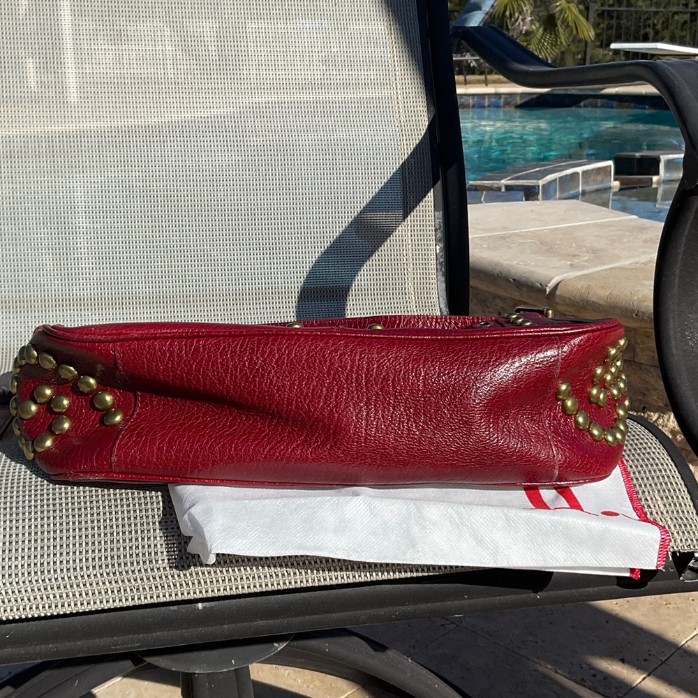 Isabella Fiore Red Studded Marisa Shoulder Bag - Picture 4 of 12